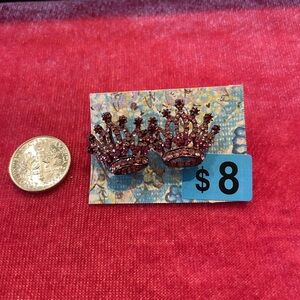 Elegant Crown Earrings in Sparkling Red and Pink